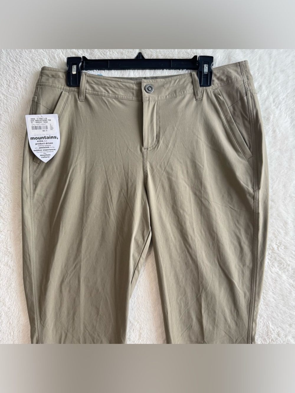 Kuhl Innovair Skinny Pants Women’s 12 Khaki Nylon Zip Pockets Outdoor Hiking NEW - Picture 2 of 11
